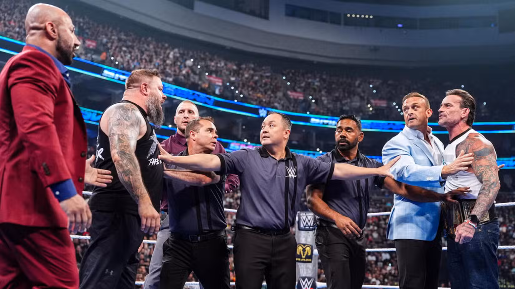cm punk and kevin owens being kept apart on smackdown.